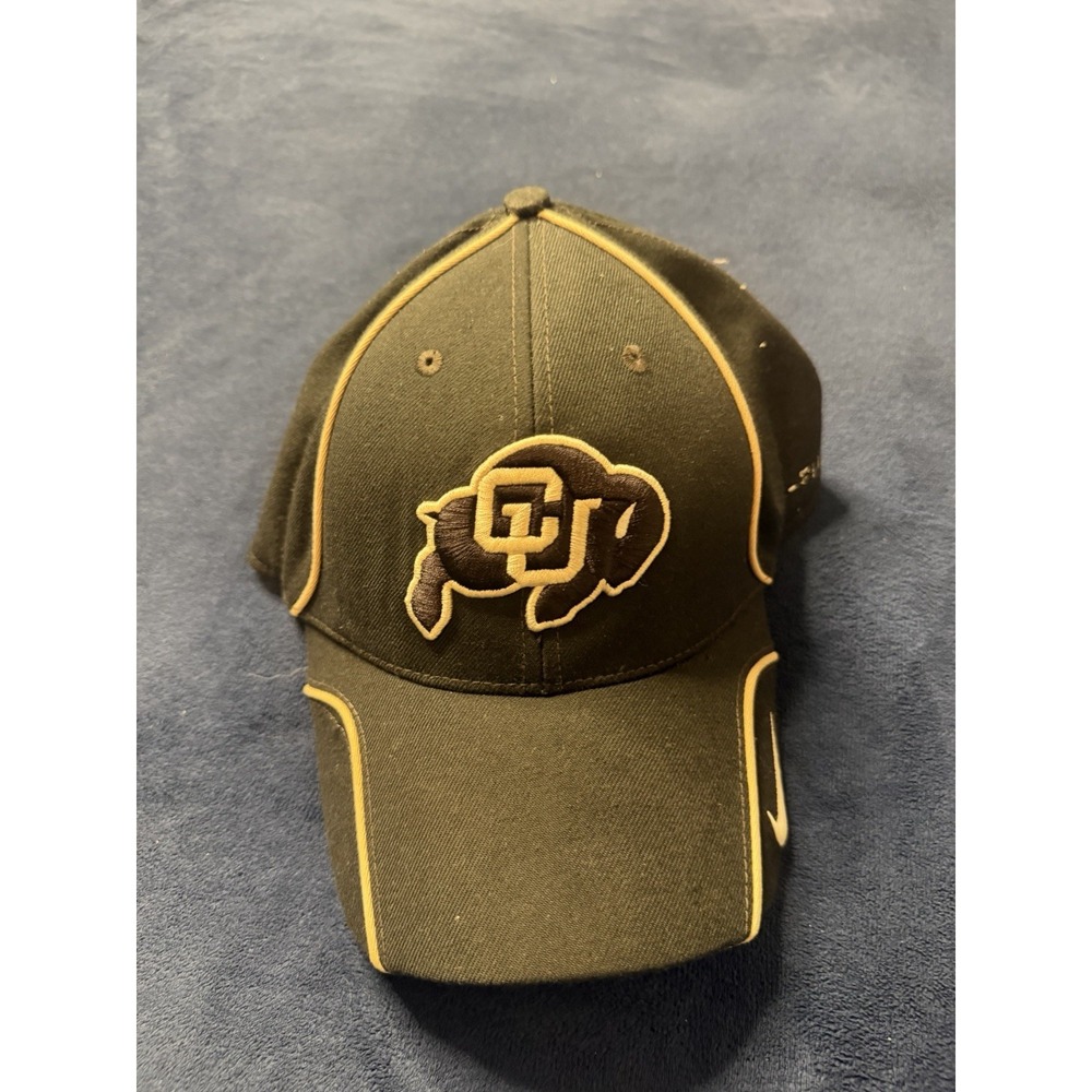 Vtg Nike Team Colorado Buffaloes Black Gold Strapback Hat Dri-FIT CU Cap